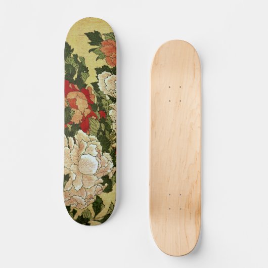 牡丹蝶の北斎日本のファインアート スケートボード (正面)