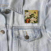 牡丹蝶の北斎日本のファインアート 缶バッジ (インサイチュ)