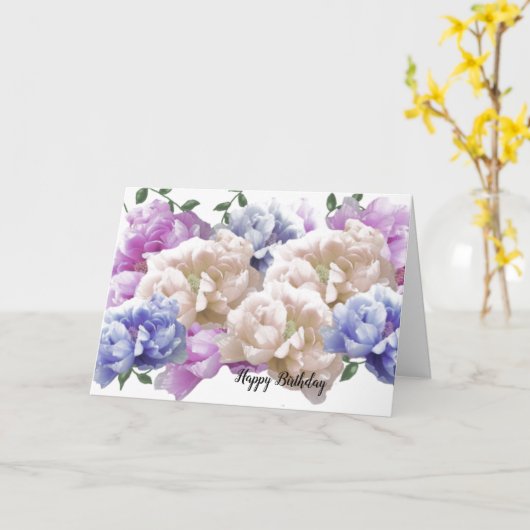 牡丹誕生日の願い カード (黄色い花)