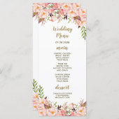 牡丹赤面ピンクと金ゴールド結婚のメニューカード メニュー (正面/裏面)