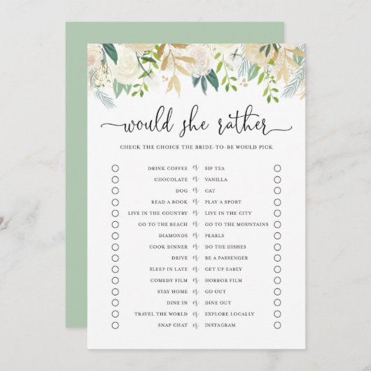 牡丹金ゴールドグリッターは花嫁ではなくゲームカード 招待状 (正面/裏面)