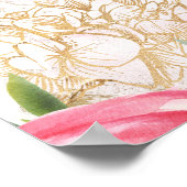 牡丹金ゴールド花ボホ結婚の歓迎 ポスター (角)