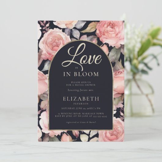 牡丹開花ナイトガーデンボホアーチブライダルシャワー 招待状 (スタンド正面)