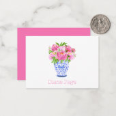 牡丹陶器の花瓶パーソナライズされた置 ノートカード (正面/裏面インサイチュ)