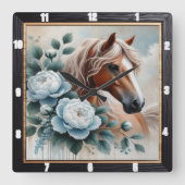 牡丹馬フローラ時計 スクエア壁時計 (正面)