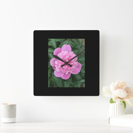 牡丹 スクエア壁時計 (ホーム)