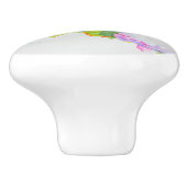 牡丹,ピンク,白,フローラの絵画水色 セラミックノブ (側面)