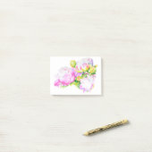 牡丹，ピンク，白，水色のフローラ絵画 ポストイット (デスク上)