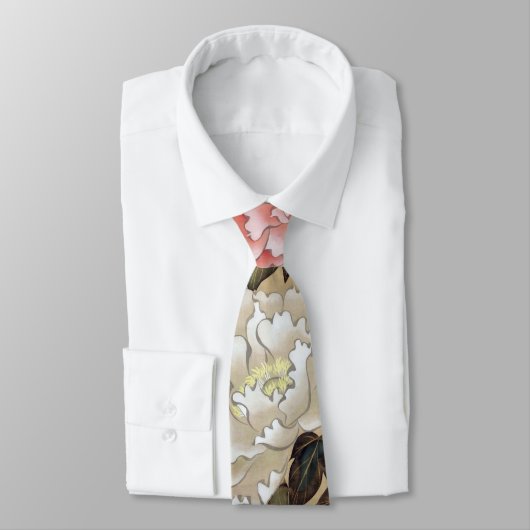 牡丹,其一牡丹，キツ，日本美術 ネクタイ (タイ)