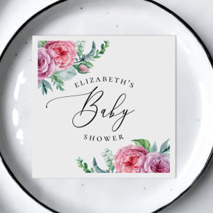 牡丹。水の色ボホエレガントフローラベビースシャワー スタンダードカクテルナプキン