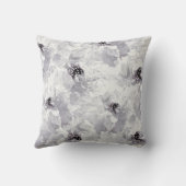 牡丹,灰色と白,フローラ,白い花 クッション (裏面)