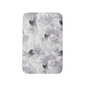 牡丹,灰色と白,フローラ,白い花 バスマット (正面縦)