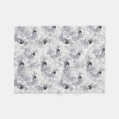 牡丹，灰色と白，フローラ，白い花 フリースブランケット (正面(横))