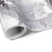 牡丹，灰色と白，フローラ，白い花 ラッピングペーパー (ロールコーナー)