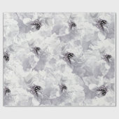 牡丹，灰色と白，フローラ，白い花 ラッピングペーパー (フラット)
