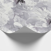 牡丹，灰色と白，フローラ，白い花 ラッピングペーパー (角)