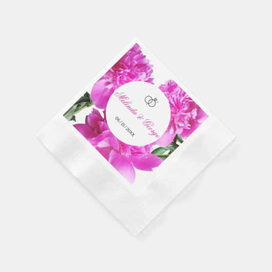 牡丹。 縁ありカクテルナプキン (角)