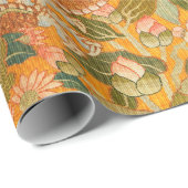 牡丹、花、緑の葉フローラの間のドラゴン ラッピングペーパー (ロールコーナー)