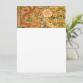 牡丹、花、緑の葉フローラの間のドラゴン 招待状 (スタンド正面)