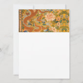 牡丹、花、緑の葉フローラの間のドラゴン 招待状 (正面)