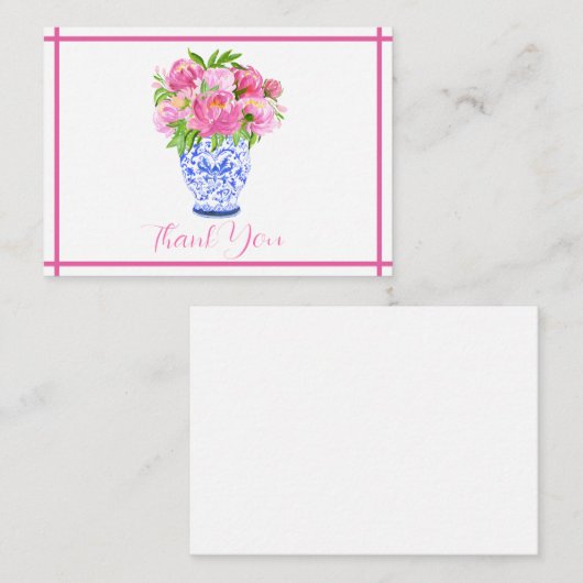 牡丹Chinoiserie花瓶ありがとう文房具 ノートカード (正面/裏面)