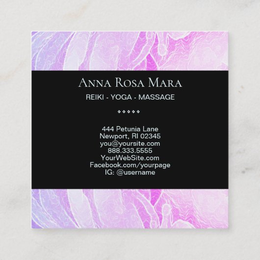 *~*牡丹Lotus Healerマッサーグラデーションジ霊気ヨガ スクエア名刺 (裏面)