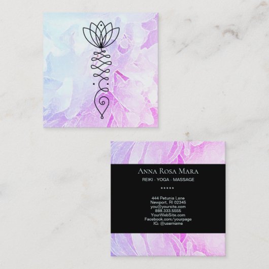 *~*牡丹Lotus Healerマッサーグラデーションジ霊気ヨガ スクエア名刺 (正面/裏面)