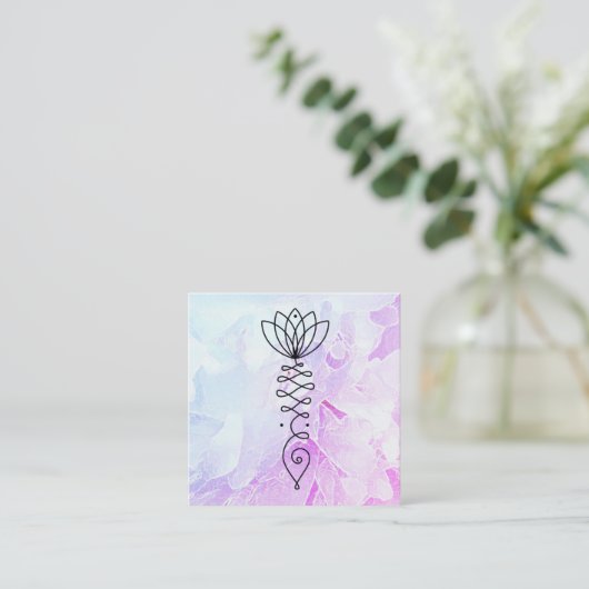 *~*牡丹Lotus Healerマッサーグラデーションジ霊気ヨガ スクエア名刺 (スタンド正面)