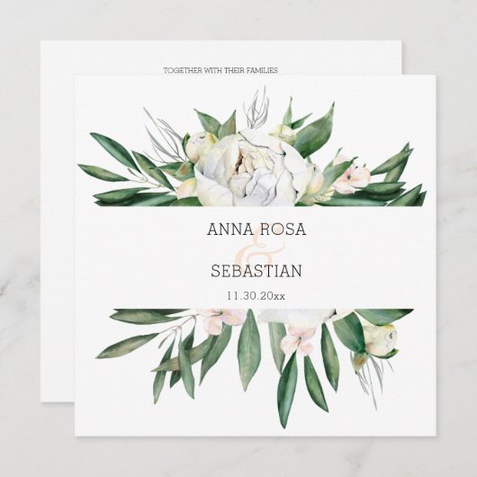 *~*牡丹QR RSVP花フレームAR15 結婚s 招待状 (正面/裏面)