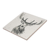 牡牛動物ヴィンテージ白黒野生動物 タイル (側面)