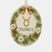 牡牛座のクリスマスオーナメント – 冬の花輪 W セラミックオーナメント (右)