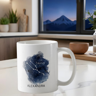 牡牛座の星空の星座カスタムネーム コーヒーマグカップ