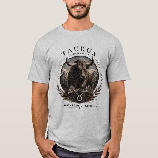 牡牛座の雄牛ビンテージTシャツ Tシャツ (正面)