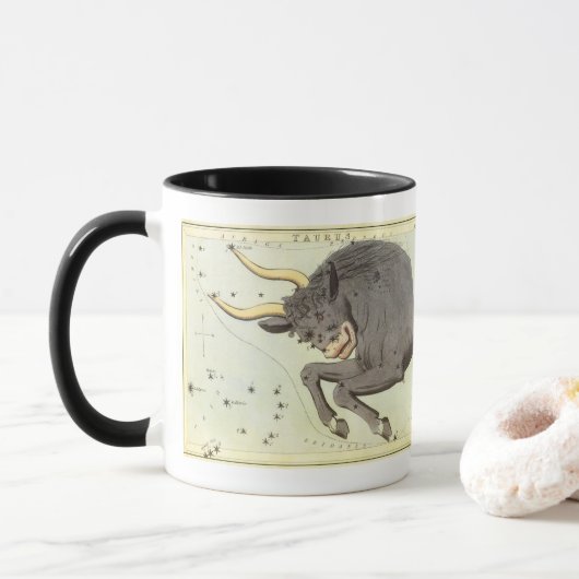牡牛座の雄牛、ウラニアの鏡のヴィンテージ星座 マグカップ (ドーナツ)