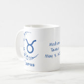 牡牛座 占星術 誕生日 青 白 コーヒーマグカップ (正面左)