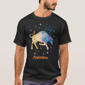 牡牛座 星座 十二宮 水彩画 星 銀河 Tシャツ (正面)