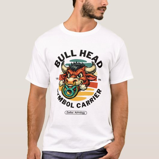 牡牛座: 牡牛の頭のシンボルキャリア Tシャツ (正面)