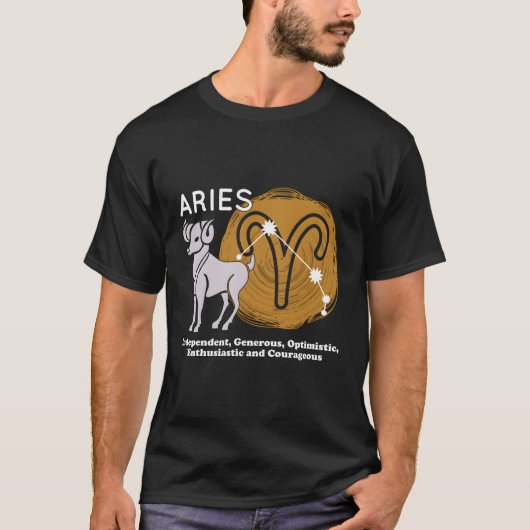 牡羊事実牡羊座〔占星術の〕十二宮図牡羊座キング Tシャツ (正面)
