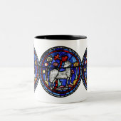 牡羊占星術ゴシック色ステンドグラス窓マグカップ ツートーンマグカップ (中央)