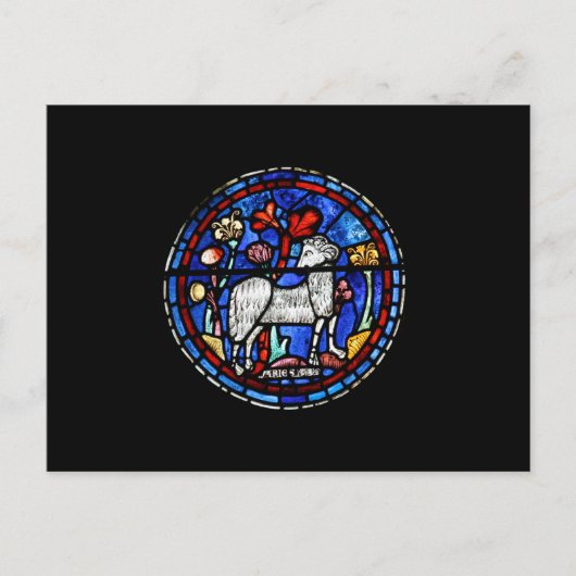 牡羊占星術ゴシック色ステンドグラス窓PostC ポストカード (正面)