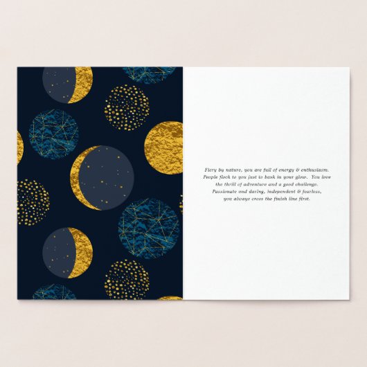 牡羊占星術 | パーソナライズされた〔占星術の〕十二宮図標識 箔カード (内部)