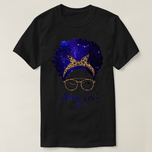 牡羊少女〔占星術の〕十二宮図星占い星印ヒョウ頭 Tシャツ (デザイン正面)
