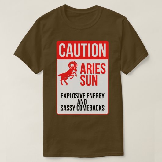 牡羊座おもしろい〔占星術の〕十二宮図サイン警告牡羊座Sun Explosiv Tシャツ (デザイン正面)