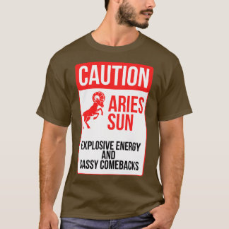 牡羊座おもしろい〔占星術の〕十二宮図サイン警告牡羊座Sun Explosiv Tシャツ