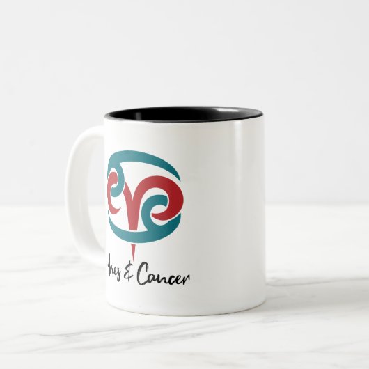 牡羊座とがん〔占星術の〕十二宮図カップル占星術 ツートーンマグカップ (正面左)