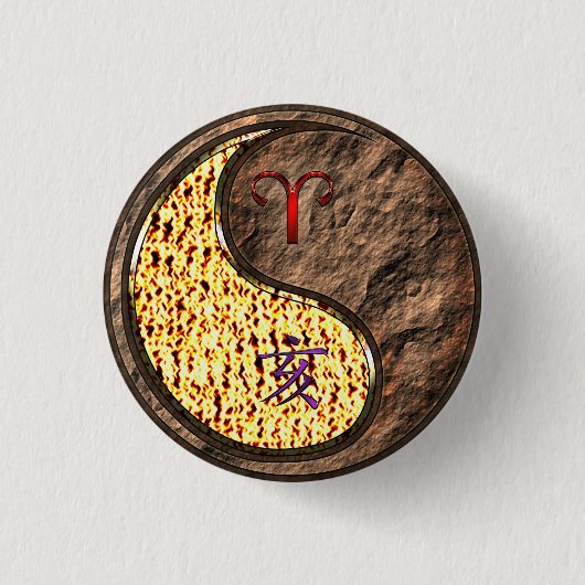 牡羊座とアースボア 缶バッジ (正面)