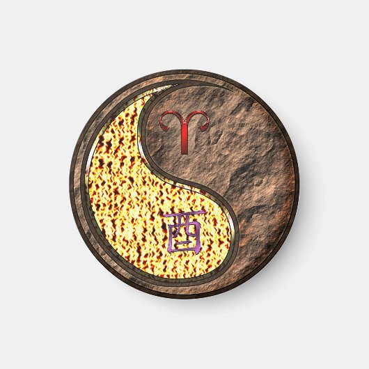 牡羊座とアースルースター マグネット (正面)