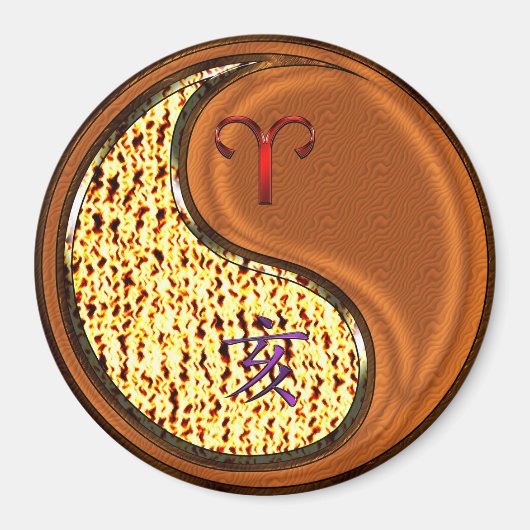 牡羊座とウッドボア マグネット (正面)