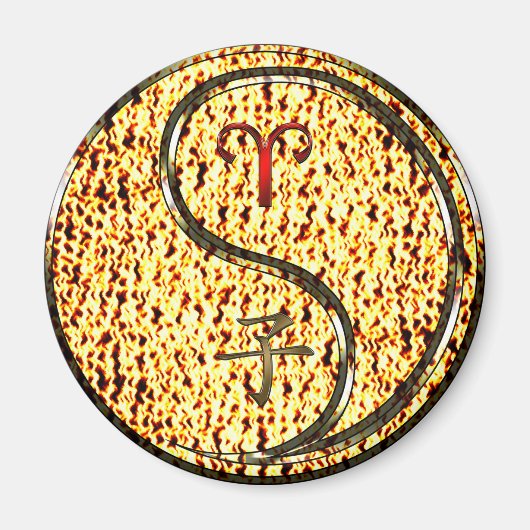 牡羊座とファイアラット マグネット (正面)