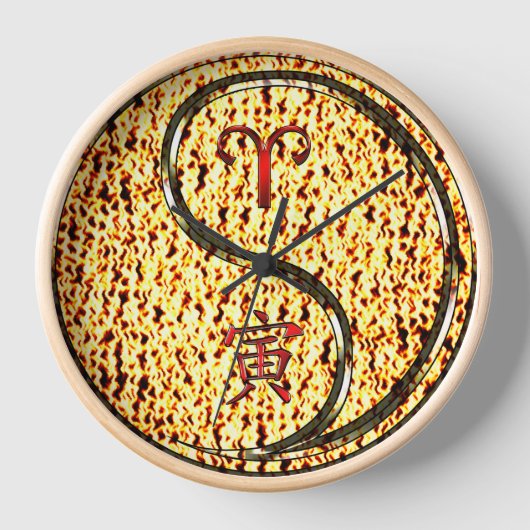牡羊座と丙寅(ひのえとら) 壁時計 (正面)